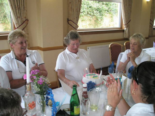 70th birthday cake (ably baked by Jane Turner) presented after divisional County matches at Falkirk. Photo courtesy of Tracy Laughland