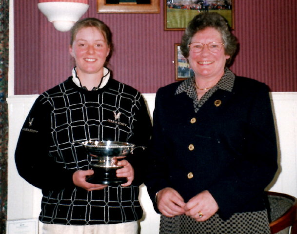 As Captain with Vikki Laing, Midlothian Champion 1998. Photo courtesy of Maggie McPherson